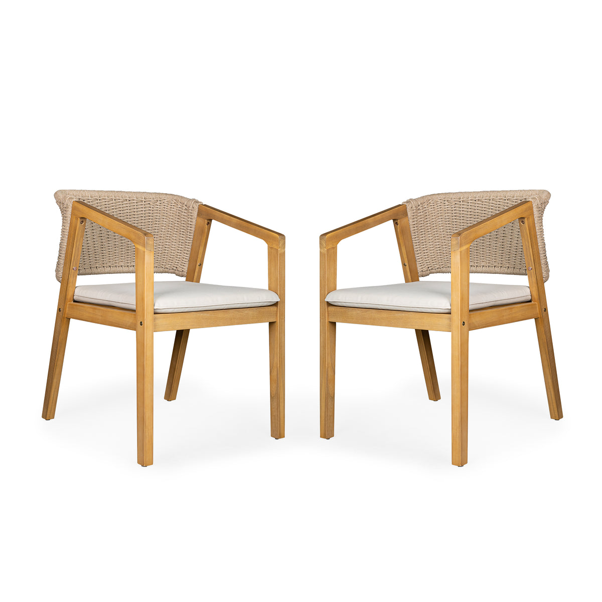 Cream outdoor chair — styled view