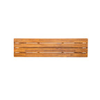 Grey outdoor bench — styled view