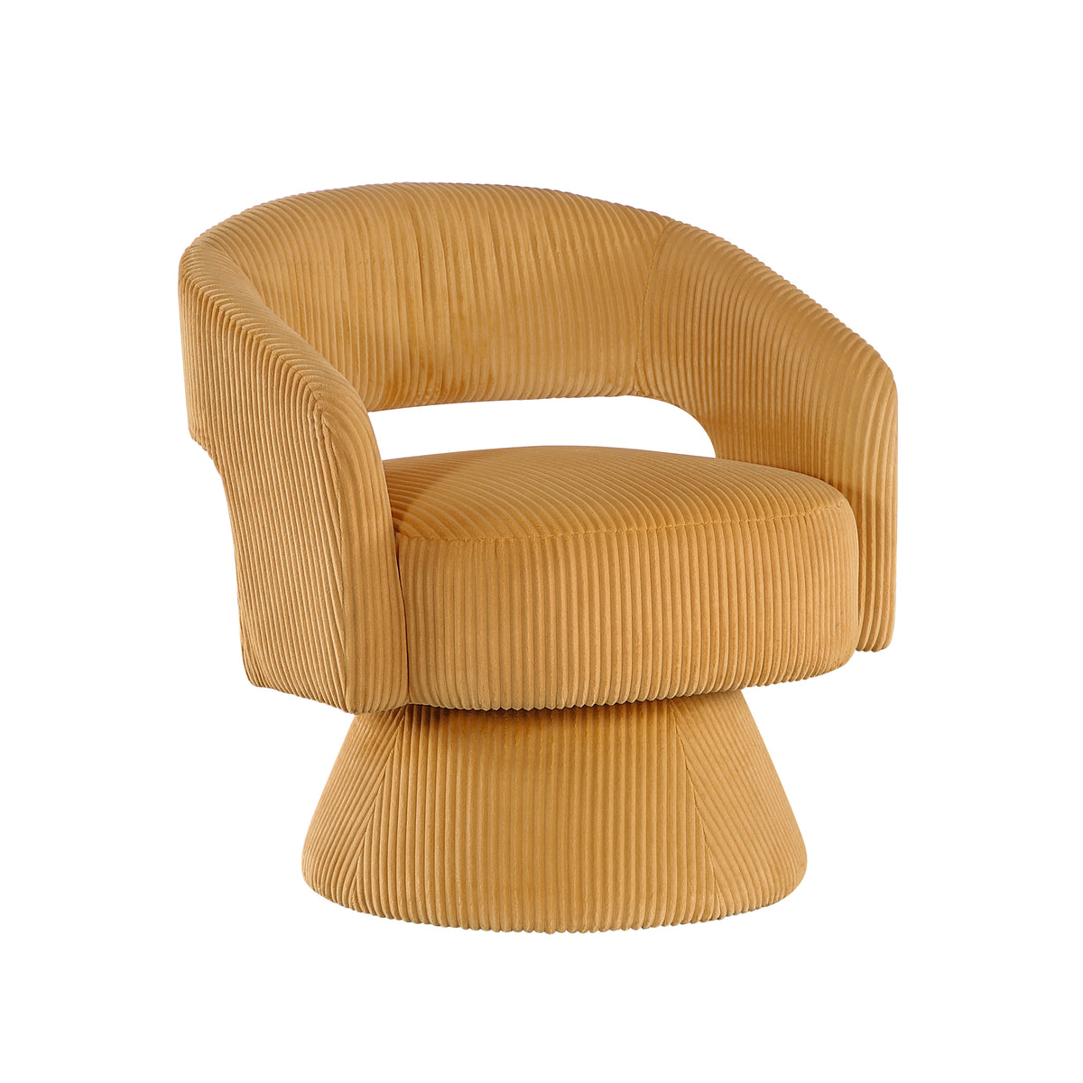 Yellow accent chair — detail view