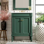 Green bathroom vanity — detail view