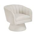Beige boucle swivel accent chair with vertical channel tufting — product view