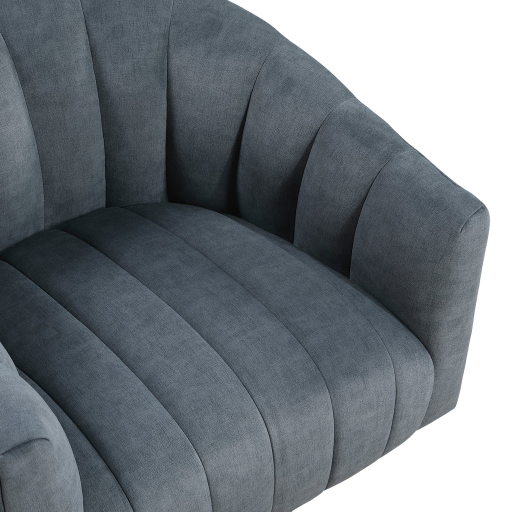 Dark Gray barrel accent chair — styled view