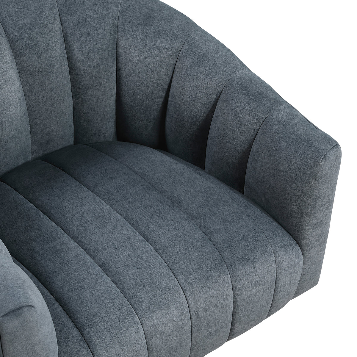 Dark Gray barrel accent chair — styled view
