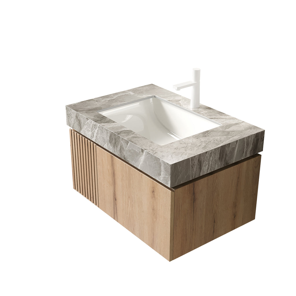 Light Gray bathroom vanity — styled view