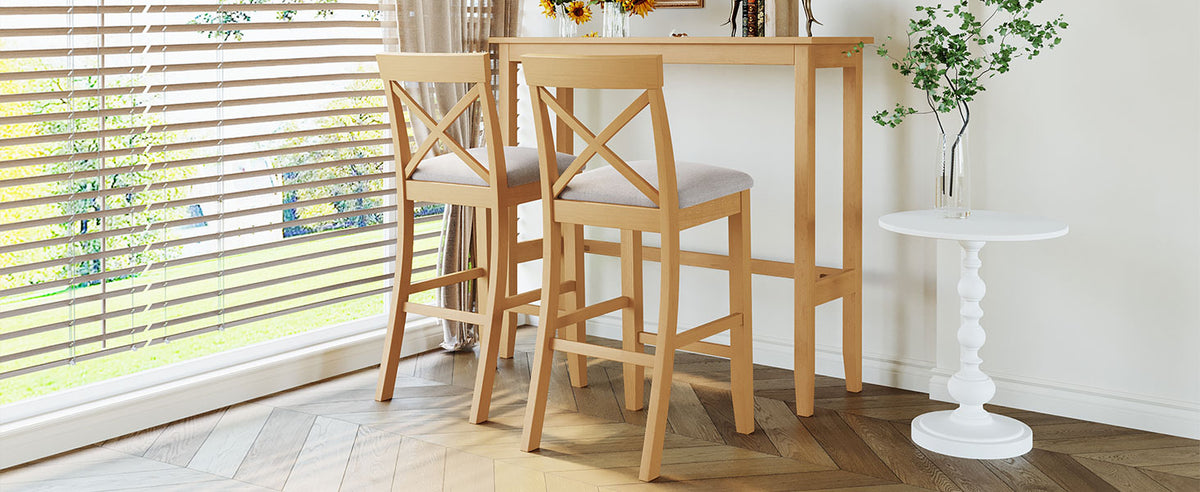 Natural dining set — front view