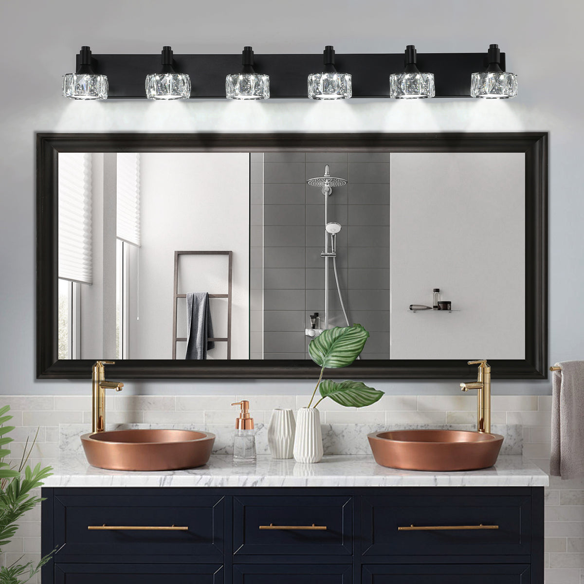 Black wall light — detail view