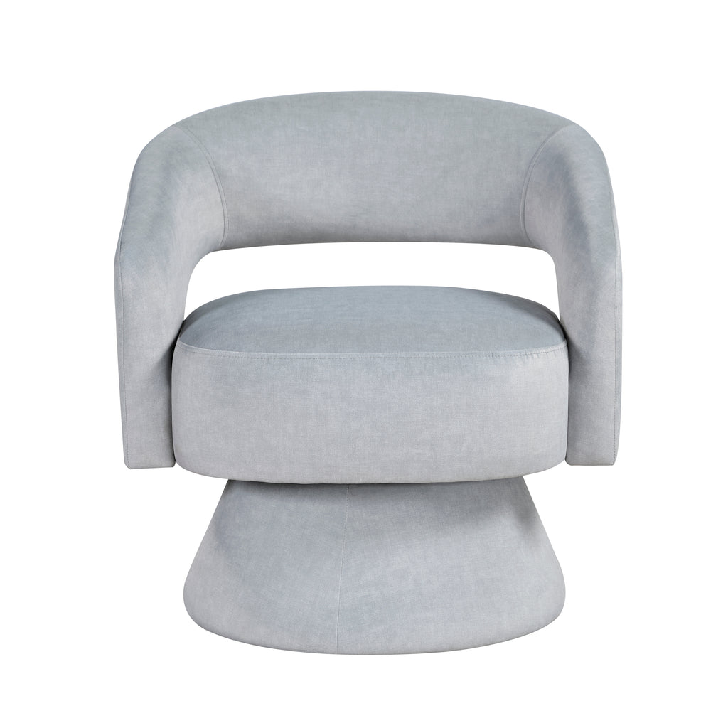 Gray accent chair — front view