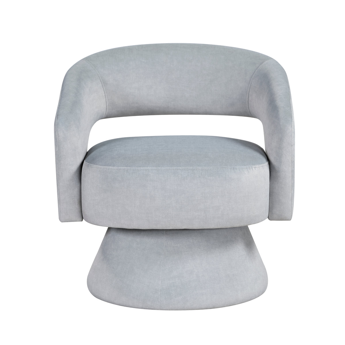 Gray accent chair — front view