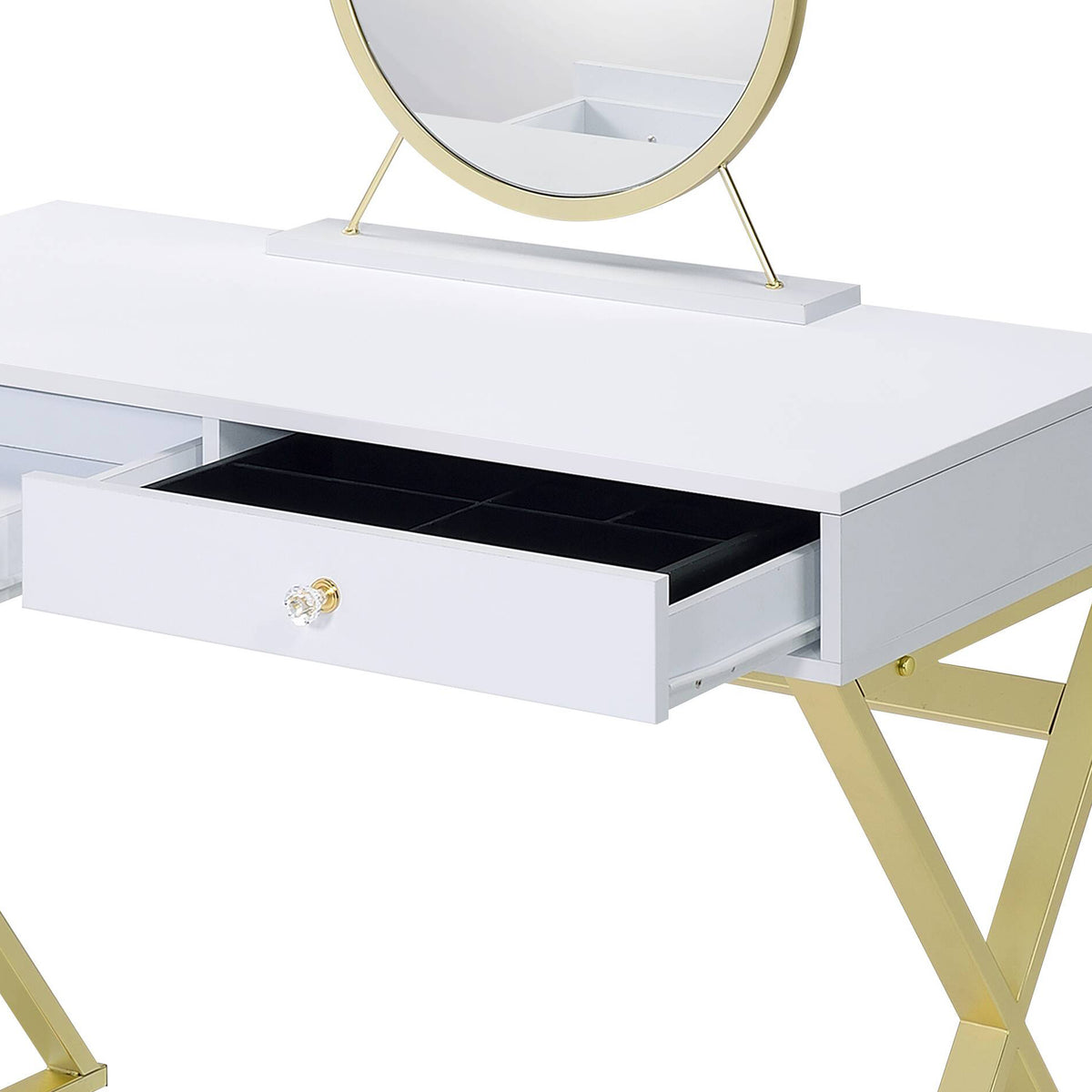 Gloss White vanity desk — alternate angle