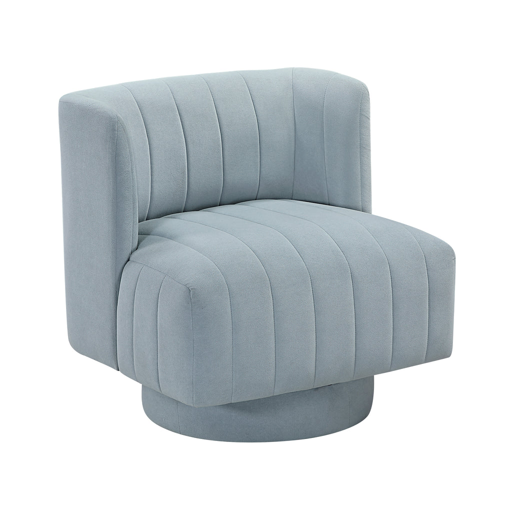 Aqua Blue barrel accent chair — detail view