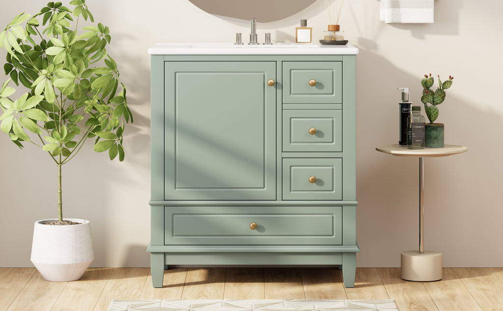 Light Green bathroom vanity — front view