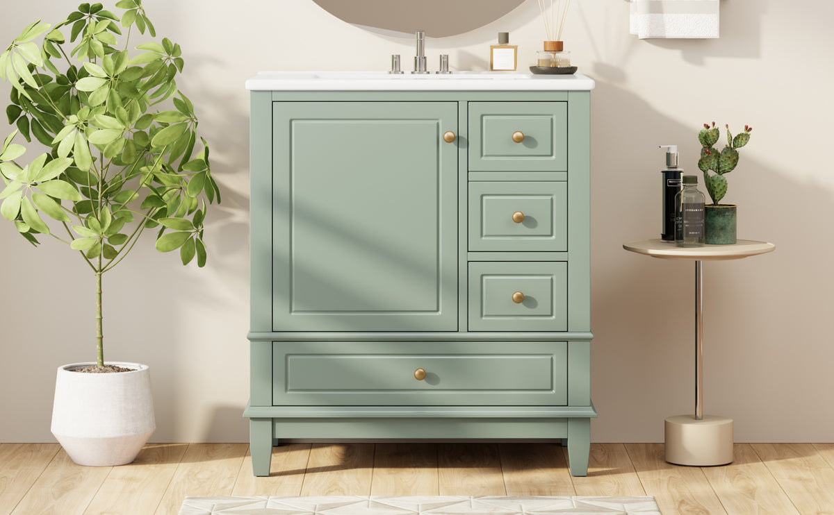 Light Green bathroom vanity — front view