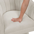 Beige boucle accent chair with high-density foam seat