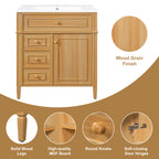 Wood bathroom vanity — alternate angle