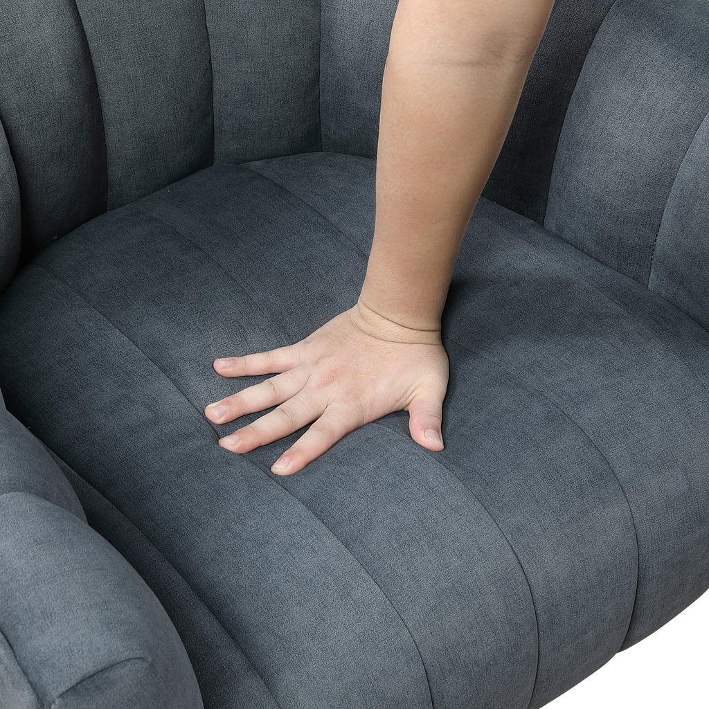 Dark Gray barrel accent chair — alternate angle