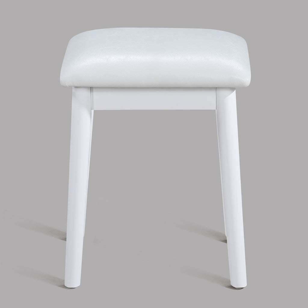 White vanity desk — side view