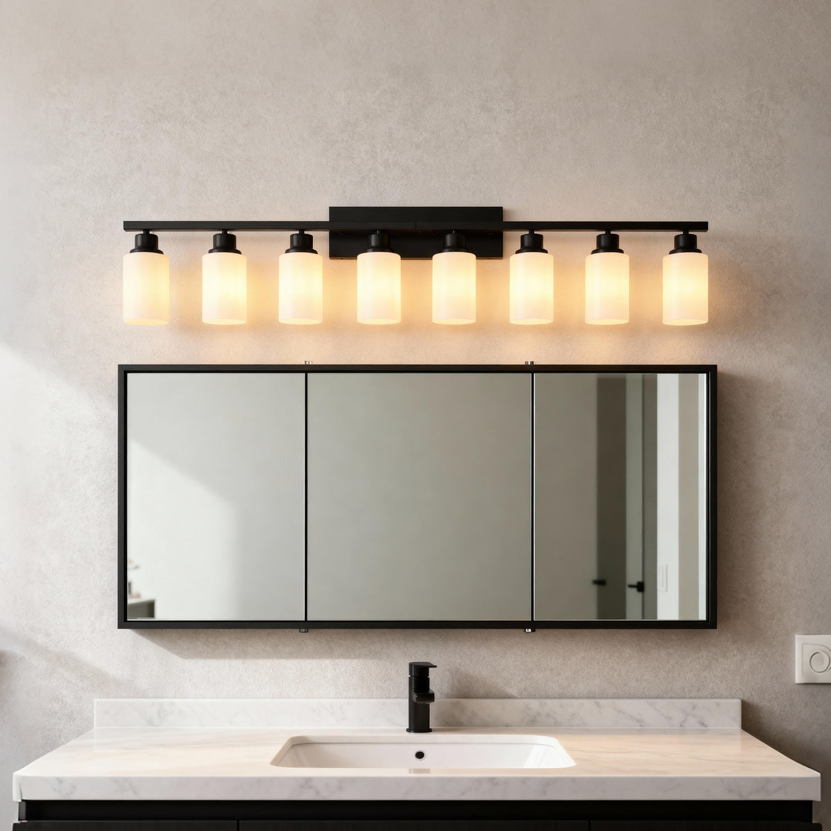 Matte Black wall light — detail view