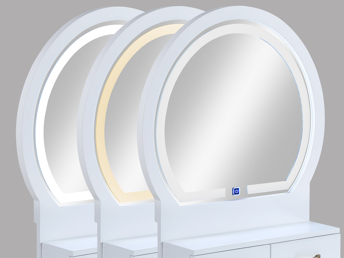 White vanity desk — alternate angle