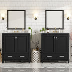 Black bathroom vanity — styled view