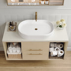 White bathroom vanity — front view