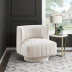Beige barrel accent chair — product view