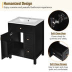 Black bathroom vanity — alternate angle