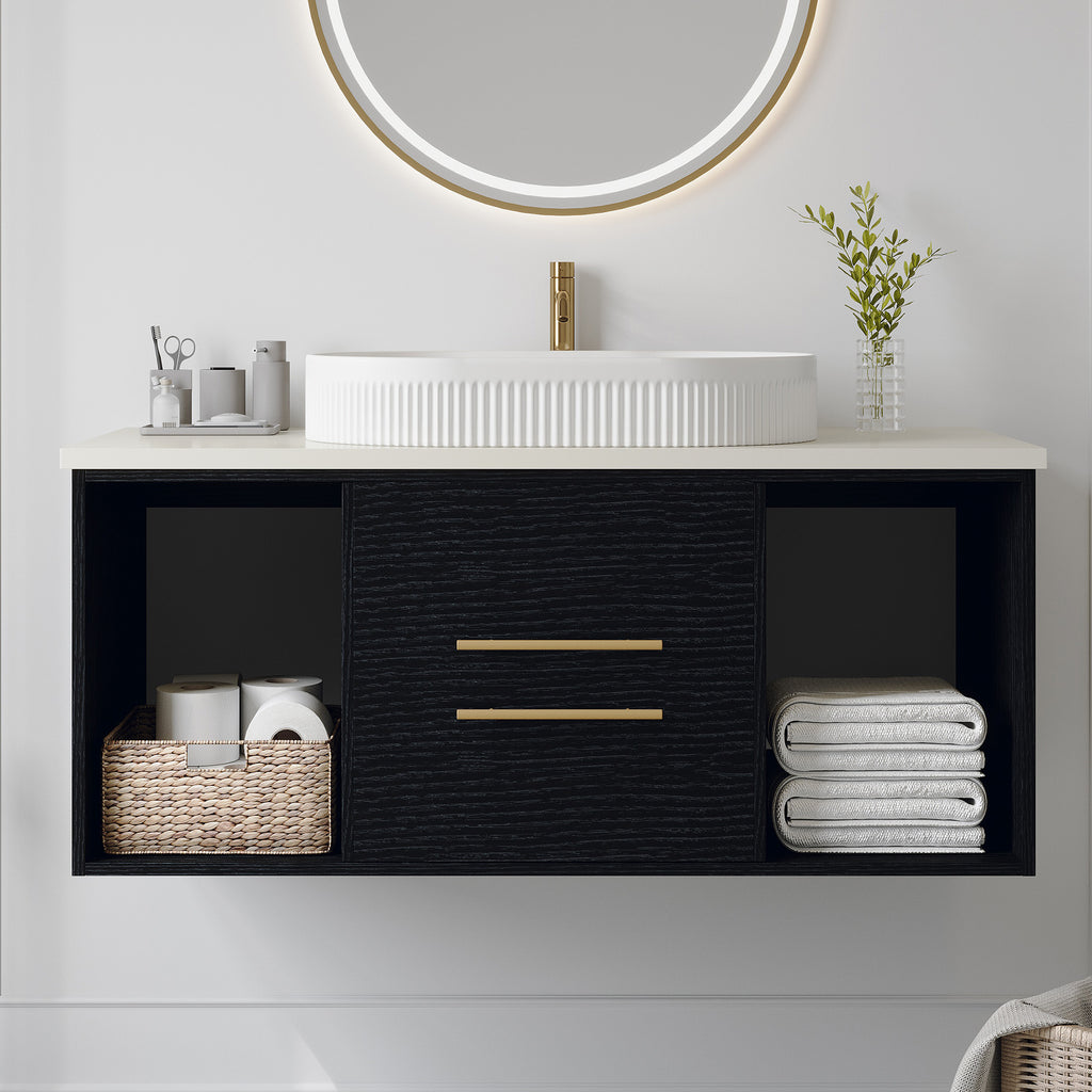 White bathroom vanity — product view