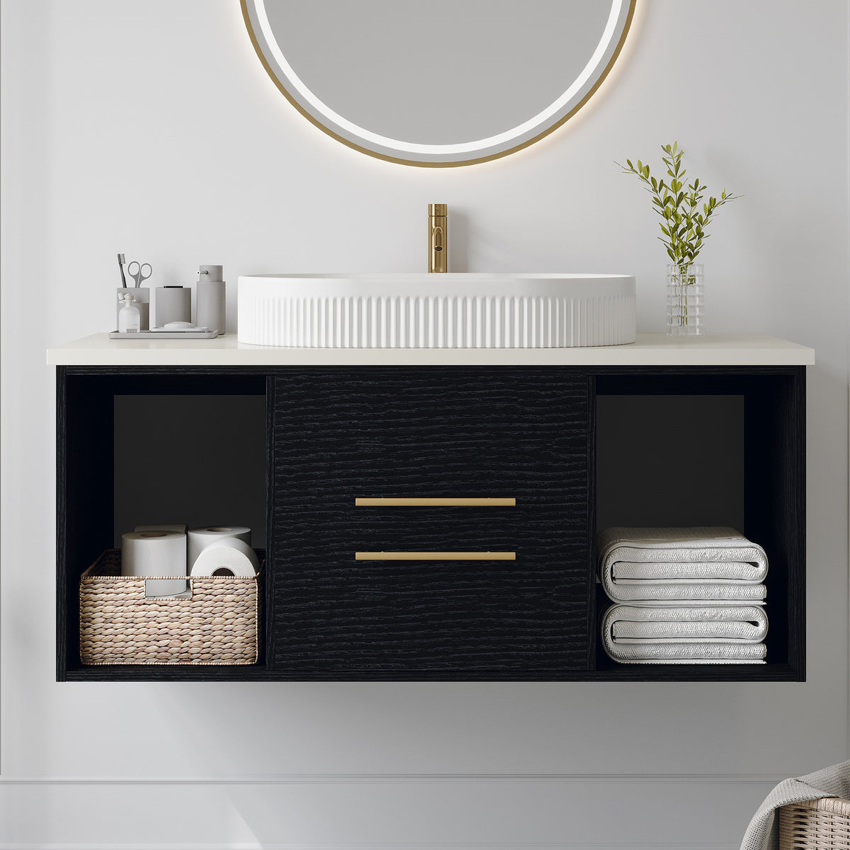 White bathroom vanity — product view