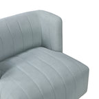 Aqua Blue barrel accent chair — styled view