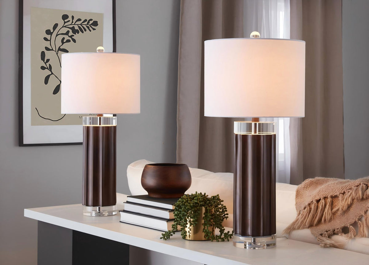 Brown table lamp — front view
