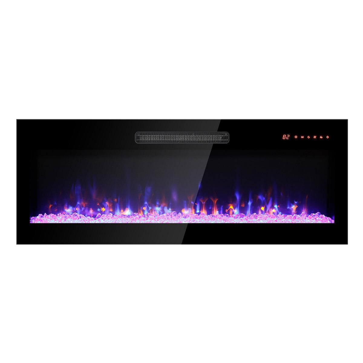 Antique Black electric fireplace — styled view