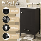 Black bathroom vanity — styled view