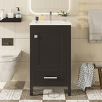 Black bathroom vanity — detail view