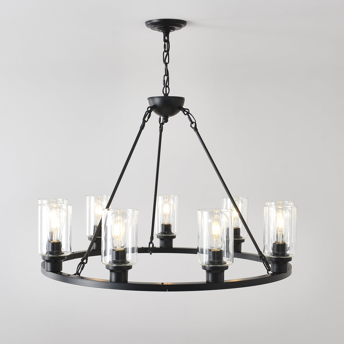 Matte Black chandelier — styled view
