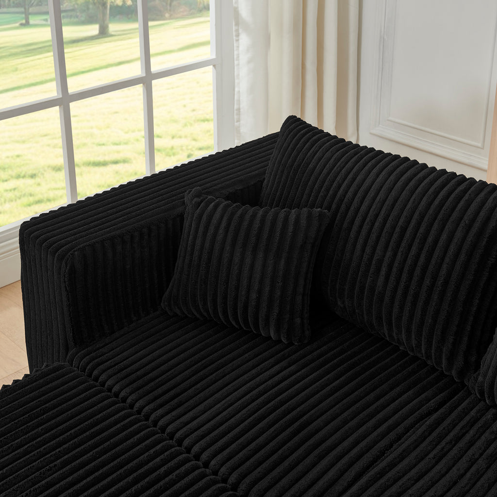 Black sofa — alternate angle