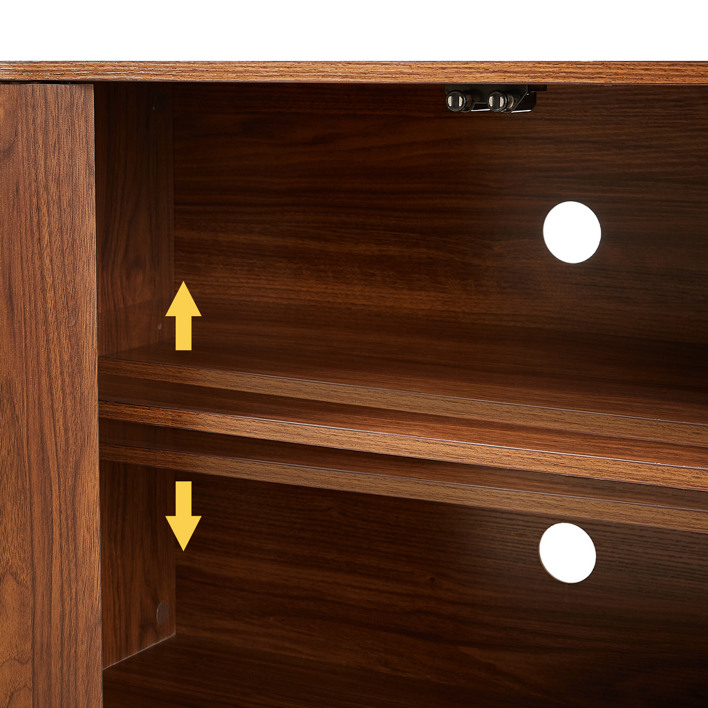 Walnut storage cabinet — side view