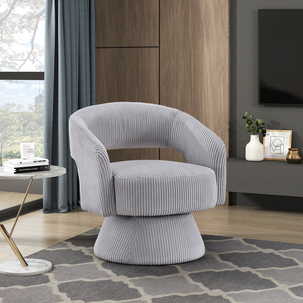 Gray accent chair — product view