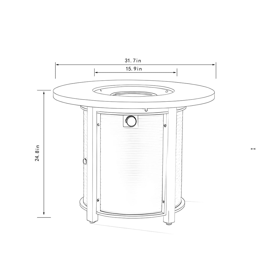 Black patio heater — side view
