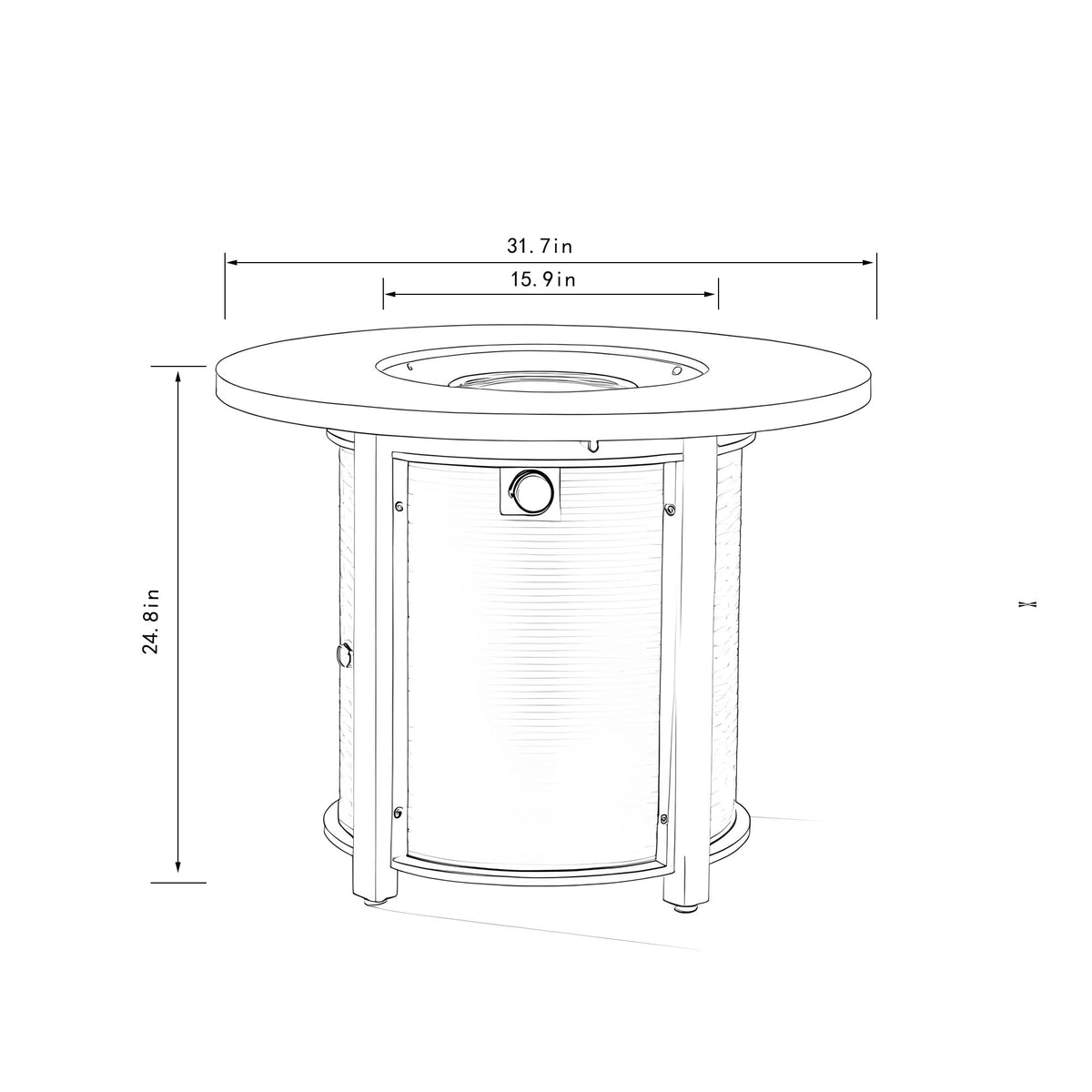 Black patio heater — side view
