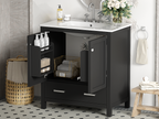 Black bathroom vanity — detail view