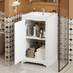 White bathroom vanity — front view