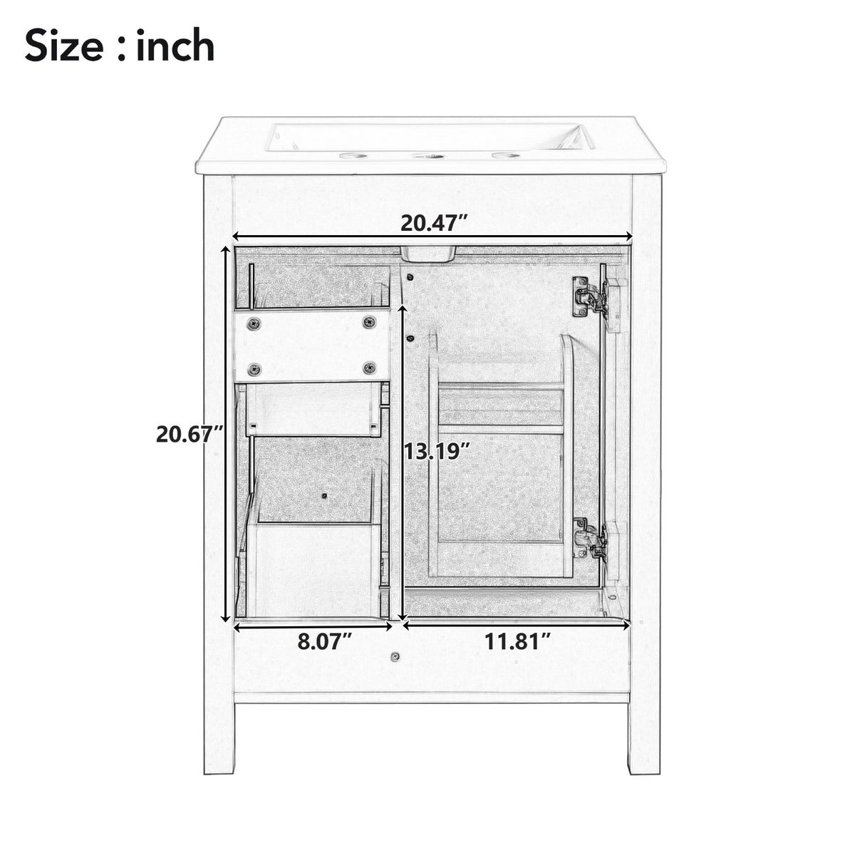 Black bathroom vanity — in-use view