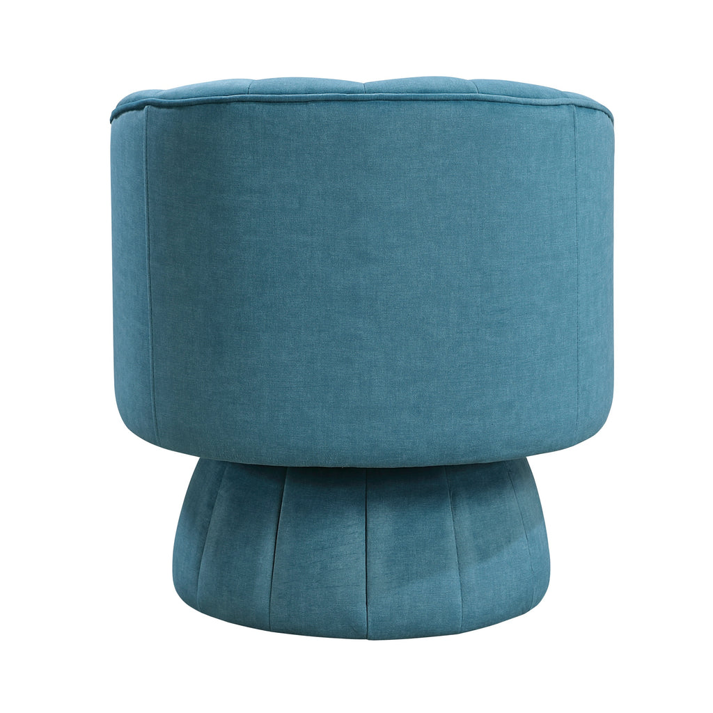 Teal barrel accent chair — close-up detail