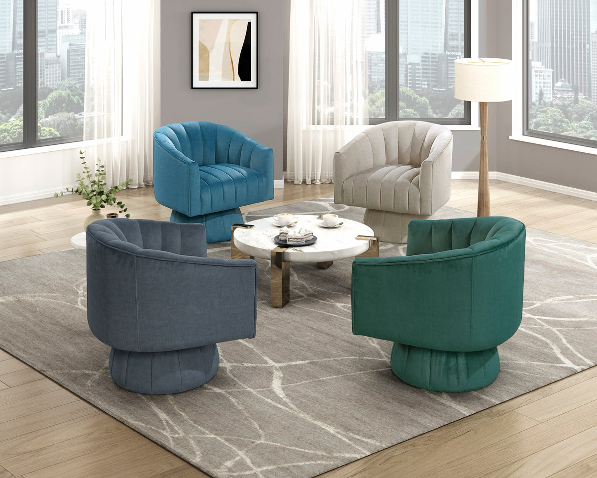 Teal barrel accent chair — additional view