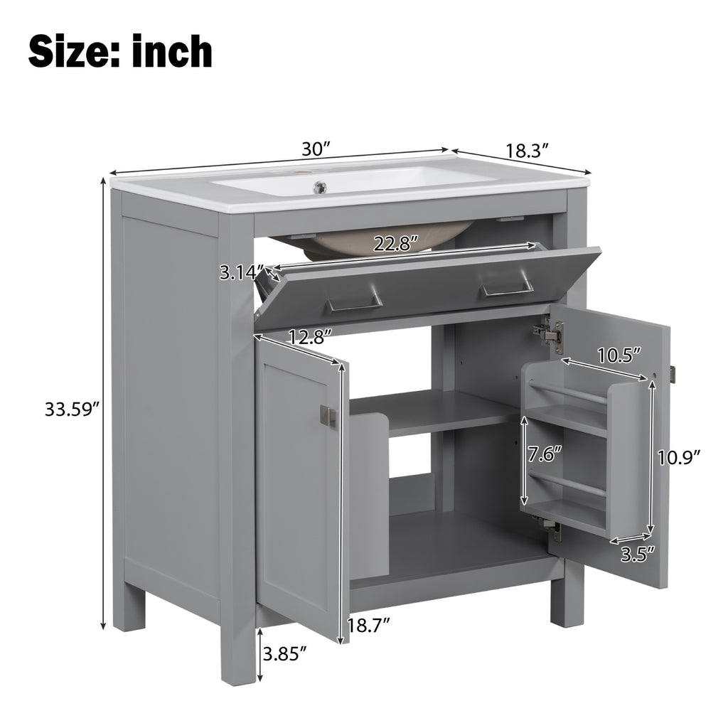 Gray bathroom vanity — lifestyle view