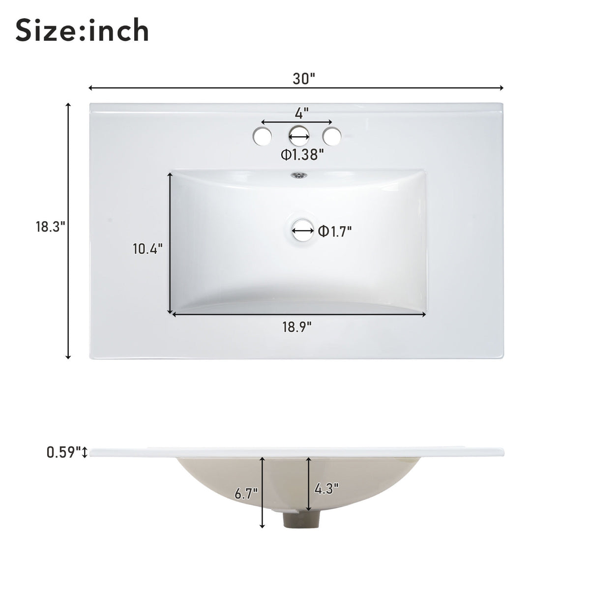 Gray bathroom vanity — in-use view