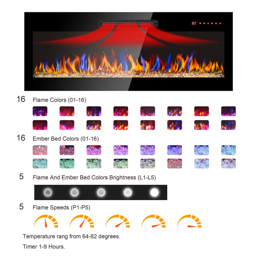Antique Black electric fireplace — in-use view