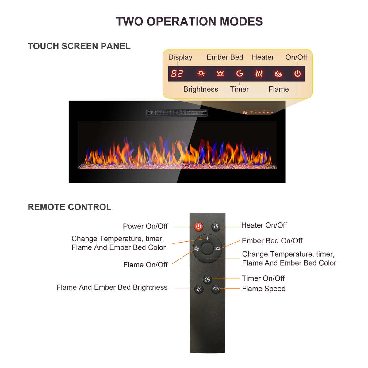 Antique Black electric fireplace — additional view