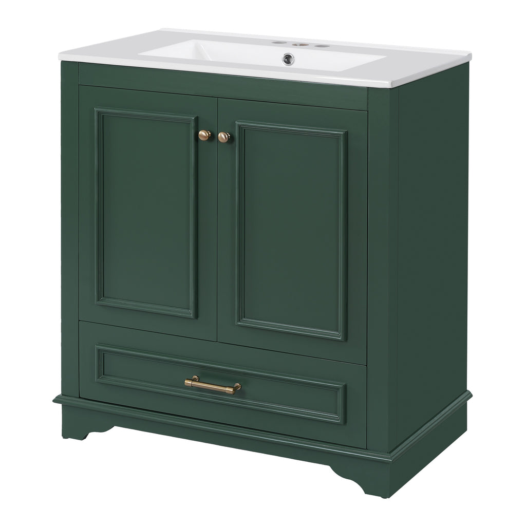 Green bathroom vanity — additional view