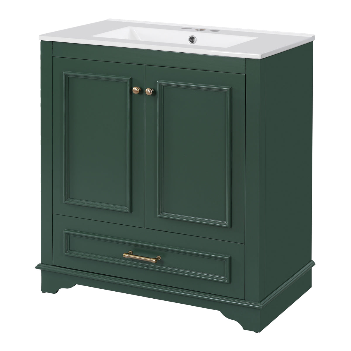 Green bathroom vanity — additional view